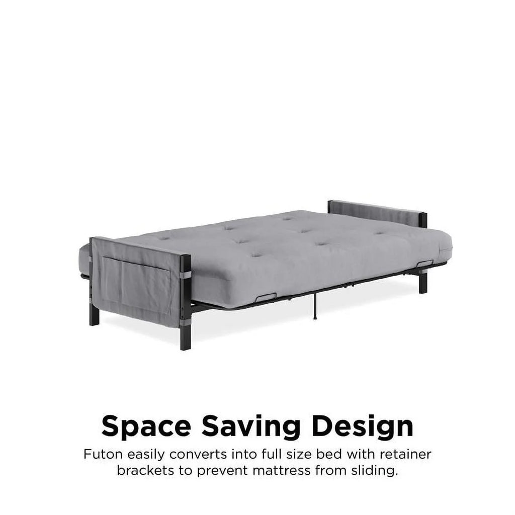 Futon Gray DHP Melbourne with Futon Storage Thermobonded in Mattress 6"