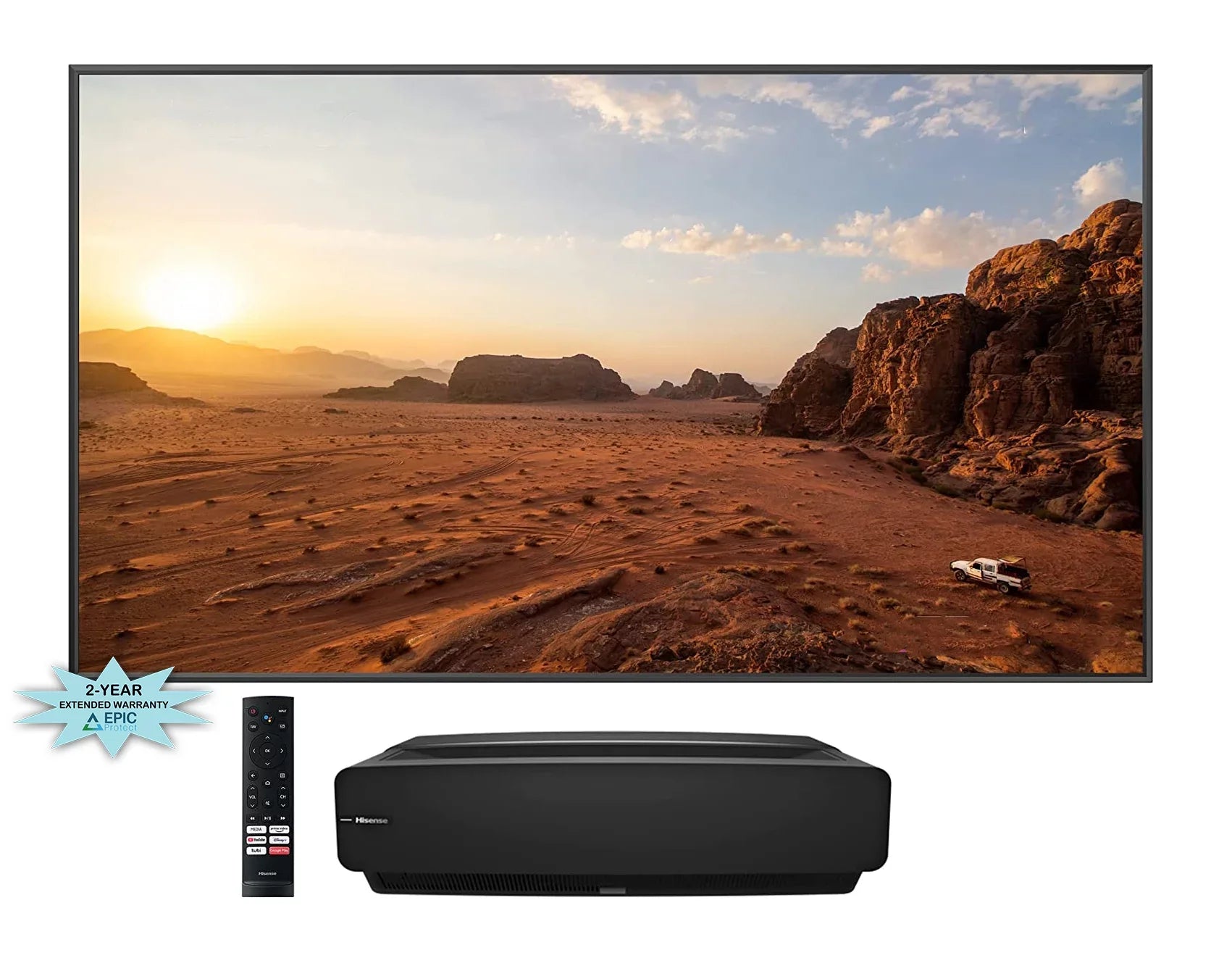 Coverage 100-inch with Additional Ultra Hisense Epic TV 100L5G by Protect (2022) Throw Year Laser ALR 4K Screen 2 with TV Short Android
