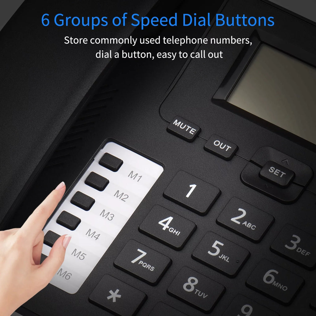 Dual Sound Date Landline Chip Telephone Phone Support Built-in Black DTMF/FSK Control Phone Real-time Hands-Free/Redial/Flash/Speed Home IC Dial/Ring Meterk Desk System Elderly Corded for Seniors