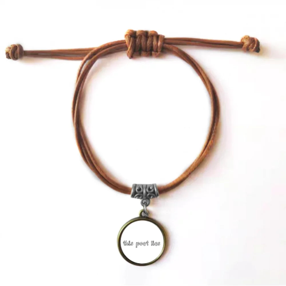 Poet Rope Famous Bracelet Jewelry This Lies Wristband Hide Leather Brown Quote Poetry