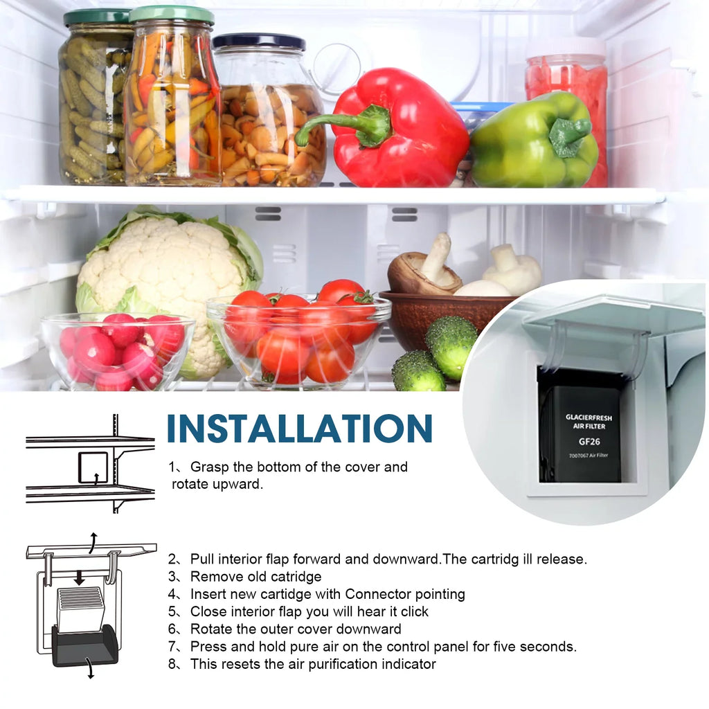 Air FRESH Filter GLACIER Replacement 7007076 Air 2 Refrigerator for Pack Filter,