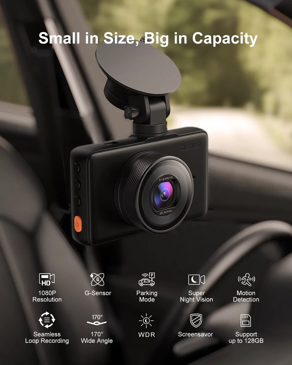 Dash Screen Car Record, LCD GD100 Wide 1080P Recording,Black Camera, 3" Cam Dash Accident iZEEKER 170° Loop G-Sensor, Angle,