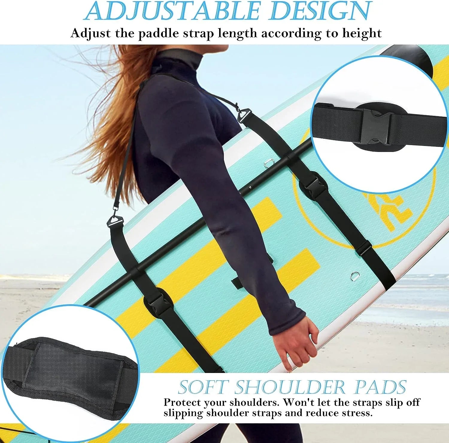 Canoe Carrying Paddle Longboards, Strap Board Women Paddleboards, and Board for Men Paddle Adjustable Boards, for Accessories Carry Surfboards, and SUP Kayaks Strap,