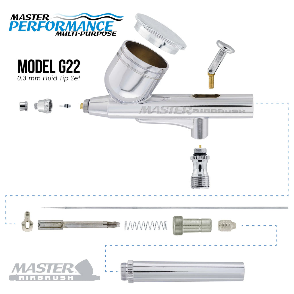 Feed Gravity mm 0.3 Airbrush Cake Tank Kit G22 Airbrush Air Dual Tattoo Compressor Tip Hobby Master with - Auto Set, Fan