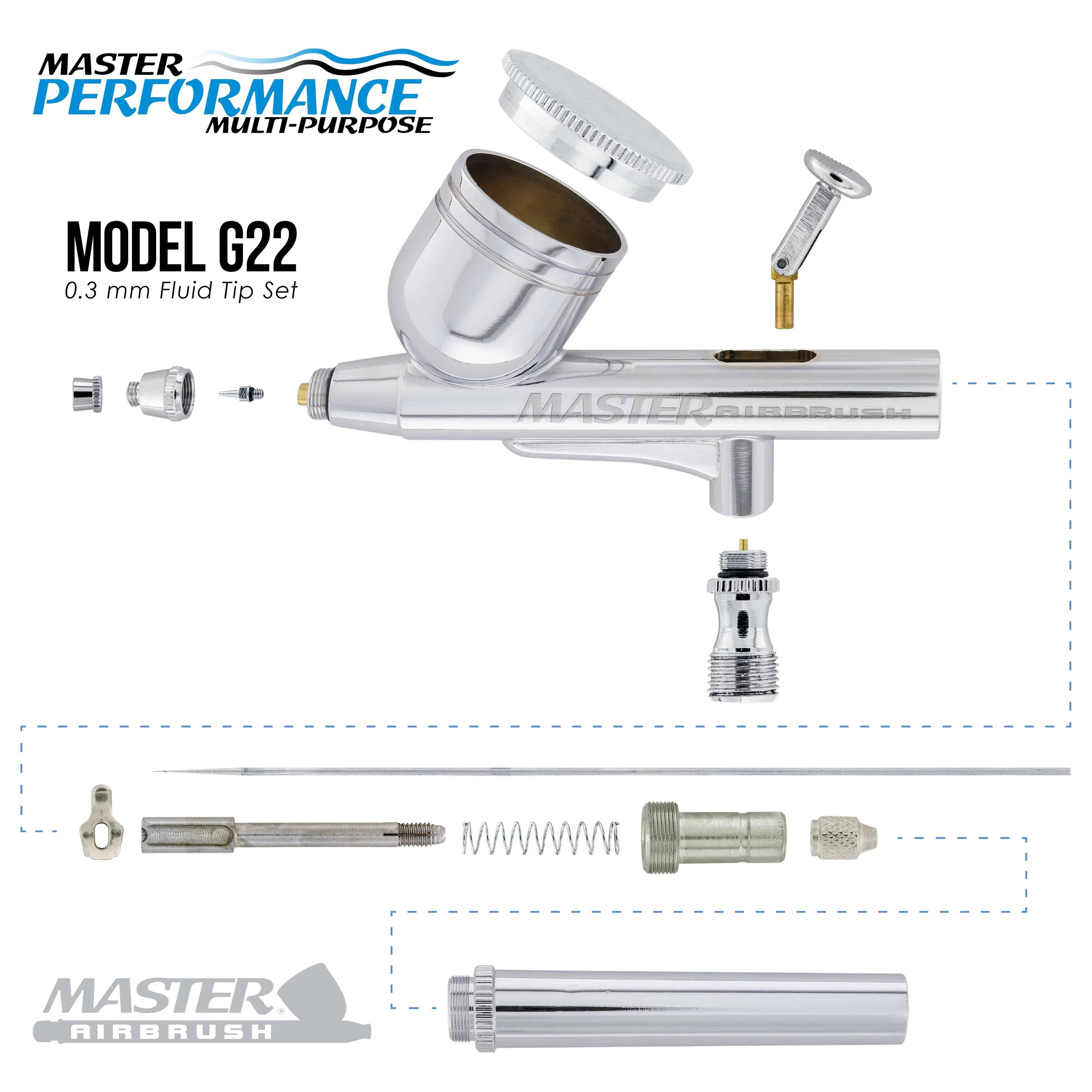 Feed Gravity mm 0.3 Airbrush Cake Tank Kit G22 Airbrush Air Dual Tattoo Compressor Tip Hobby Master with - Auto Set, Fan
