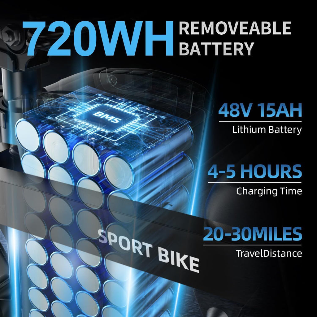 Folding Bicycle 48V Bike Electric Adult 2024 Toofly for 14" Ebike 15Ah-City 400W
