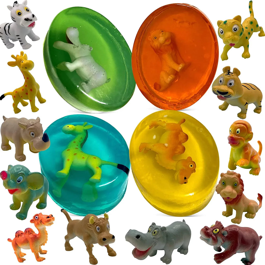 Safe Bar Soap Wild Toys Animals Set Inside Handmade Collect 4 Glycerin in All USA Funny Animals Surprise Toys 12 with Natural Moisturizing by and Relaxcation Kids Soap