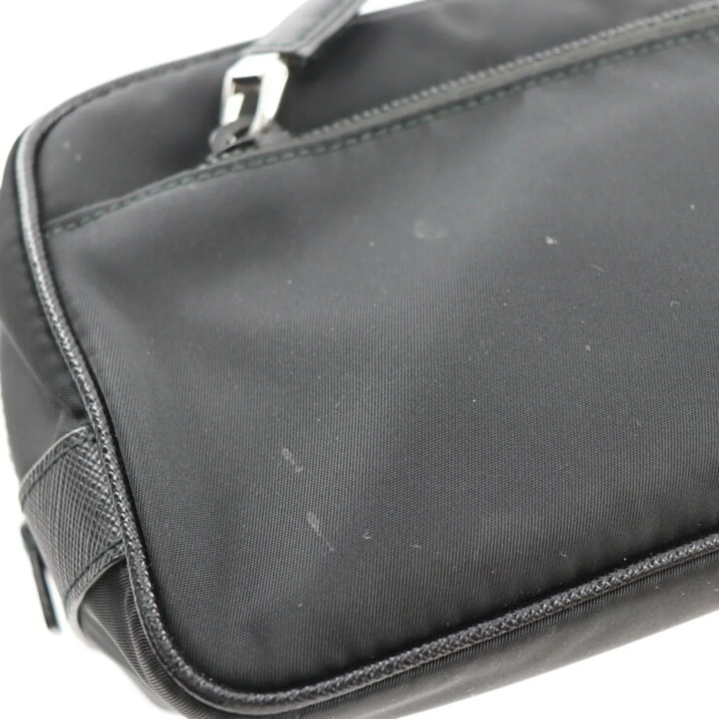 black (Good) handbag nylon PRADA Prada triangle bag hardware 2NA819 second Pre-Owned leather silver clutch logo