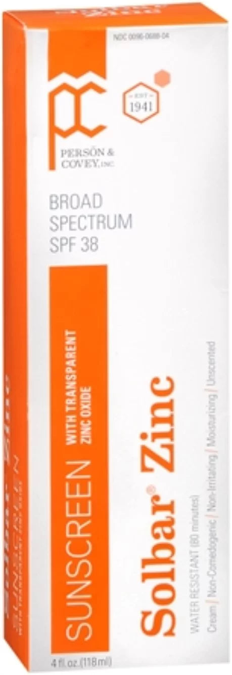 of Solbar Cream 38 Sun Protection Zinc (Pack 4 oz SPF 2)