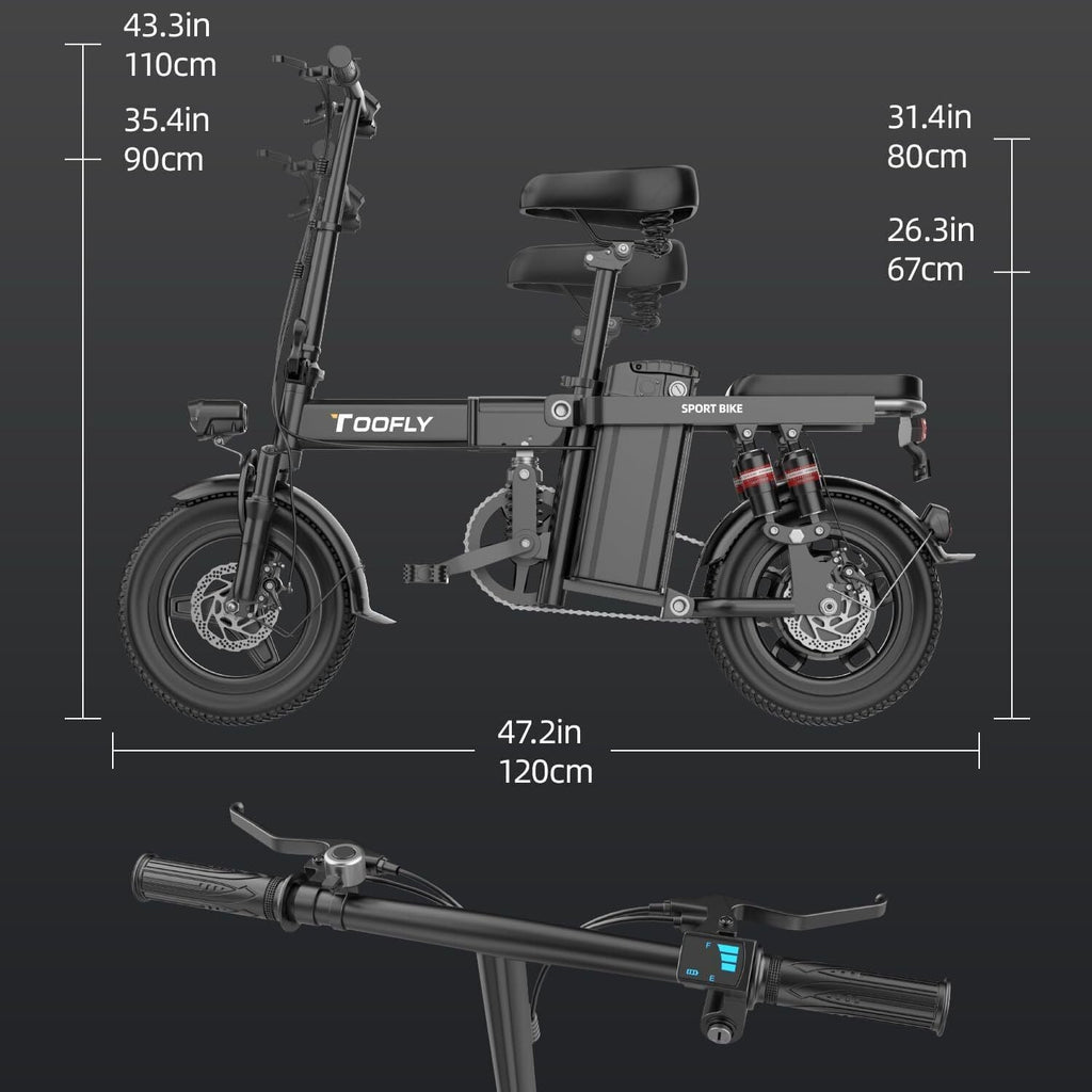 Folding Bicycle 48V Bike Electric Adult 2024 Toofly for 14" Ebike 15Ah-City 400W