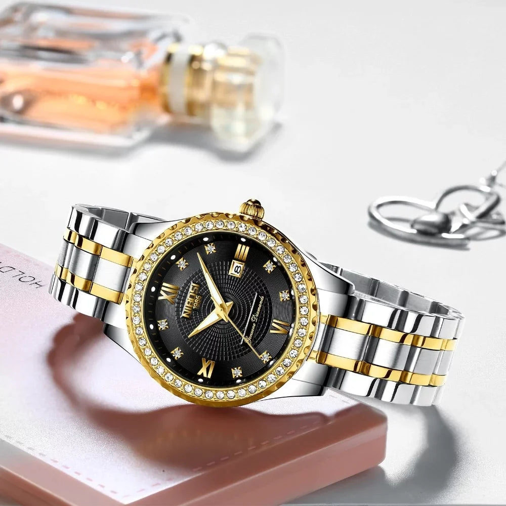 Women's Creative NIBOSI New Waterproof Women Watches Steel Watch Clock Watches Bracelet Gold Female Relogio 2022 Ladies Feminino