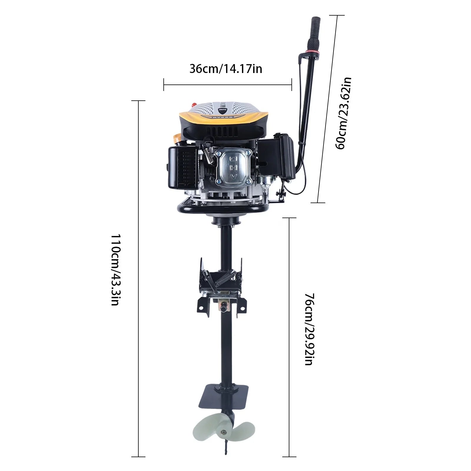 Outboard Boat Outboard Engine,225CC Heavy Air Outboard Stroke Boat 4 YIYIBYUS Duty Cooling Motor 4.3KW Propeller Motor System Engine