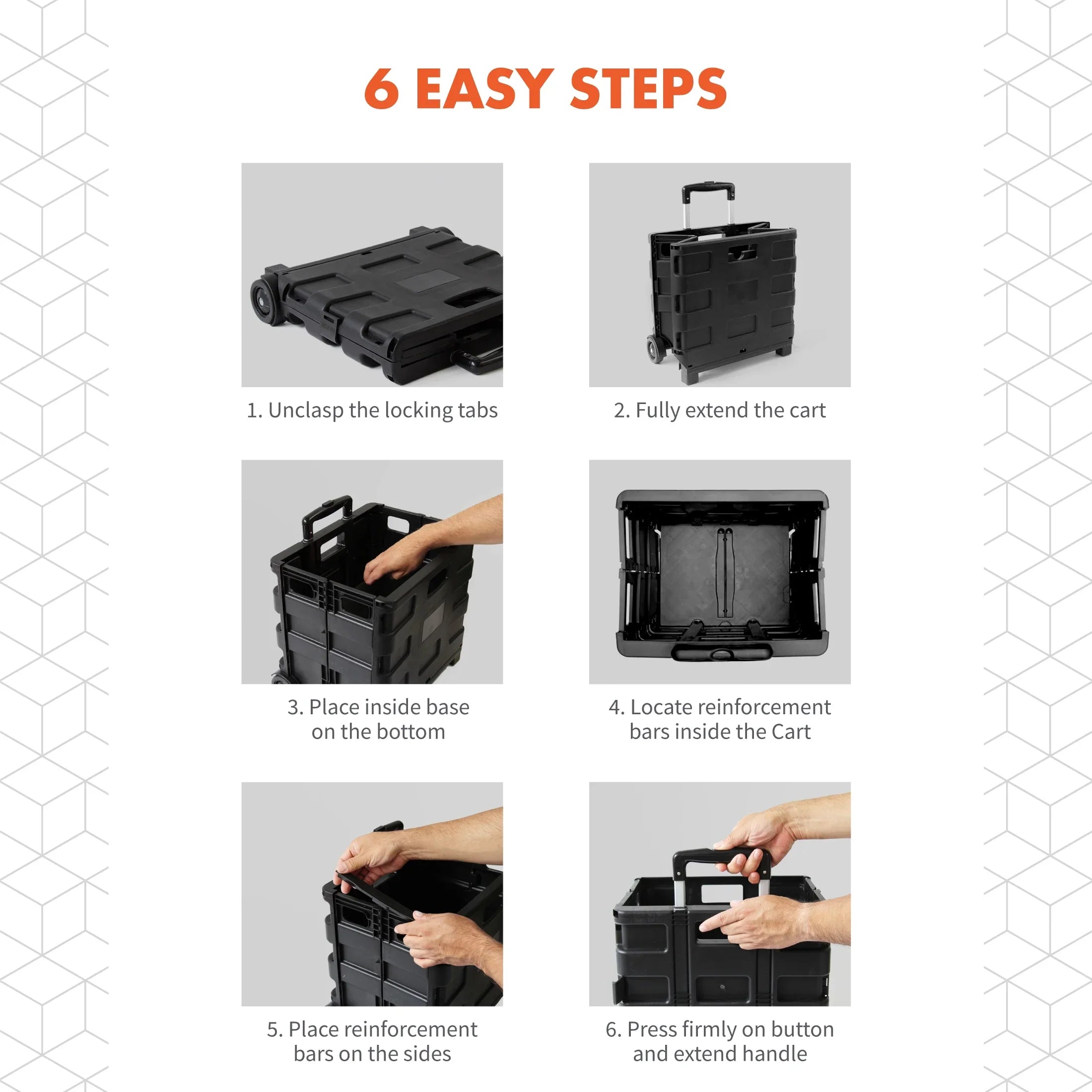 Garden, Ultra-Slim Utility-carts, Handle, Office, Home, Telescopic Rolling use, Black Medium, Pack-N-Roll Storage Collapsible with for School Shopping,