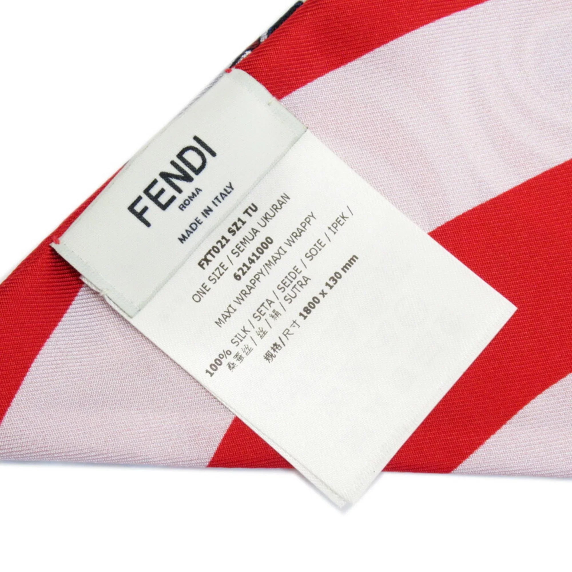 Rappy Pre-Owned Red Silk FENDI 100% Multicolor Scarf Ribbon Maxi (Good)