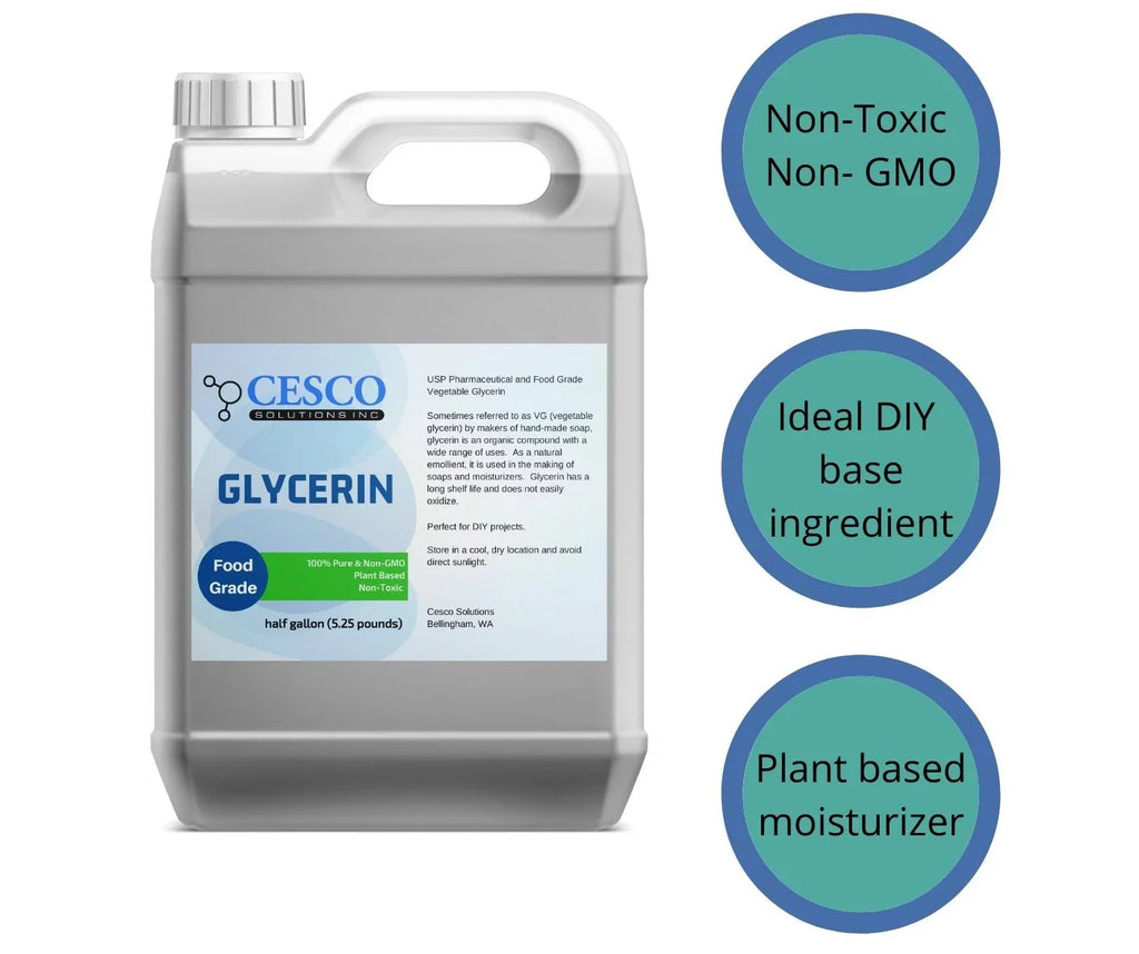 GLYCERIN in Liquid Vegetable Skin - Non-Toxic Non-GMO, Oz Moisturizers DIY 64 Ingredient Spill-Free for Soap Pure Making Natural Emollient Glycerin for Cesco - Solutions Packaging - Plant-Based,