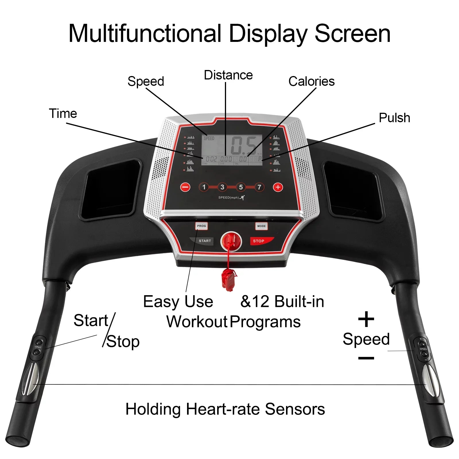 Portable Black 3.5HP Home Pouseayar Treadmills Foldable with - Incline, Folding for