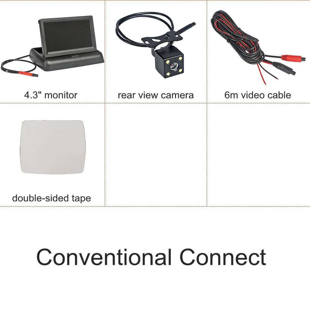 Parking Monitor HD License 4.3in View Rear Backup Camera Car Plate System Reverse
