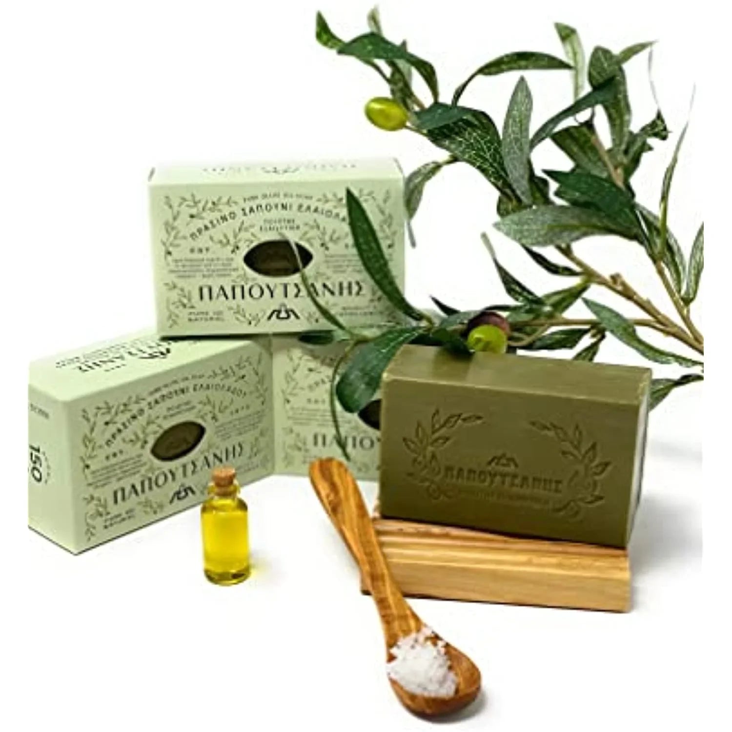 Olive Pure (250g) Of 8.8 Soap oz, Oil Greek Papoutsanis Bars, Pack 4 Of