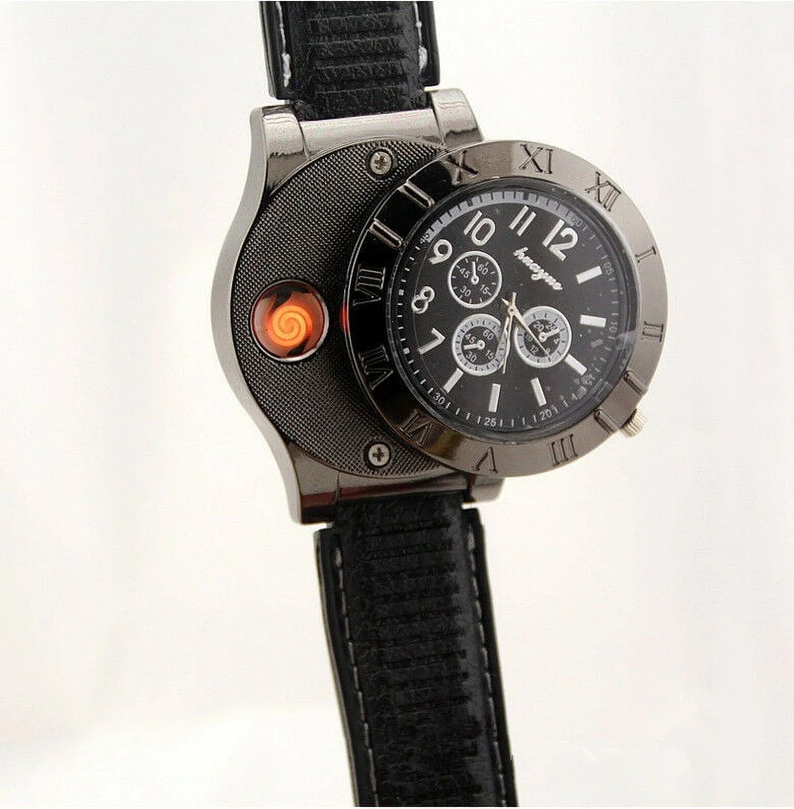 Outdoor Rechargeable Rubber Lighter USB Watch Strap Men's Windproof USB Gift Flameless Watch