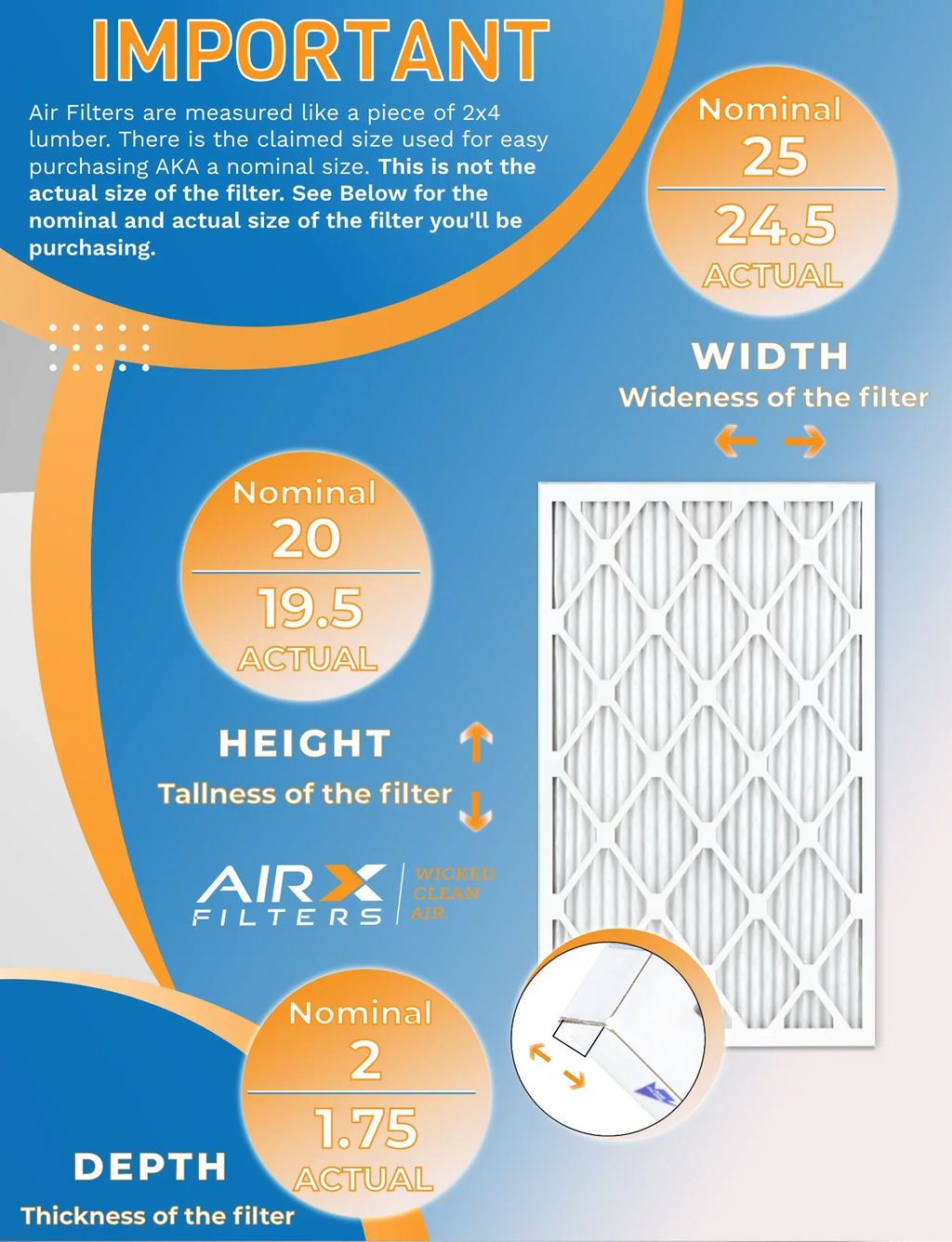 Pack 8 of AIRX CLEAN MPR Filter - in WICKED to Furnace 5 Rating, & USA 700 FILTERS 12 FPR AIR. Filters Made MERV 20x25x2 Comparable Air by