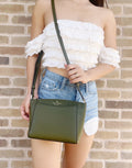 Kate Leather Pebbled Monica Spade Enchanted Purse Bag Green Crossbody