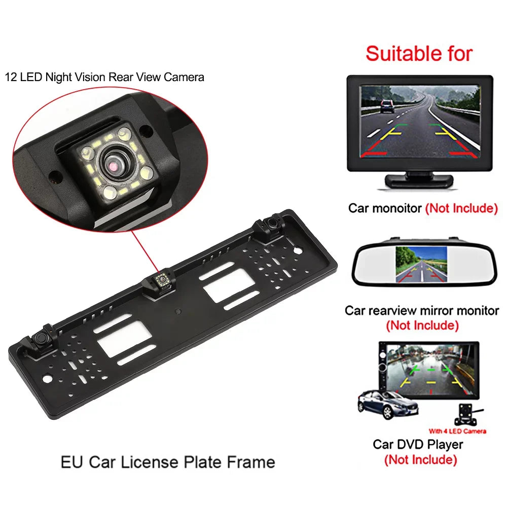 and - Camera Plate Sensor Integration 12 Rear with License System Camera Reversing Frame View European LED Parking