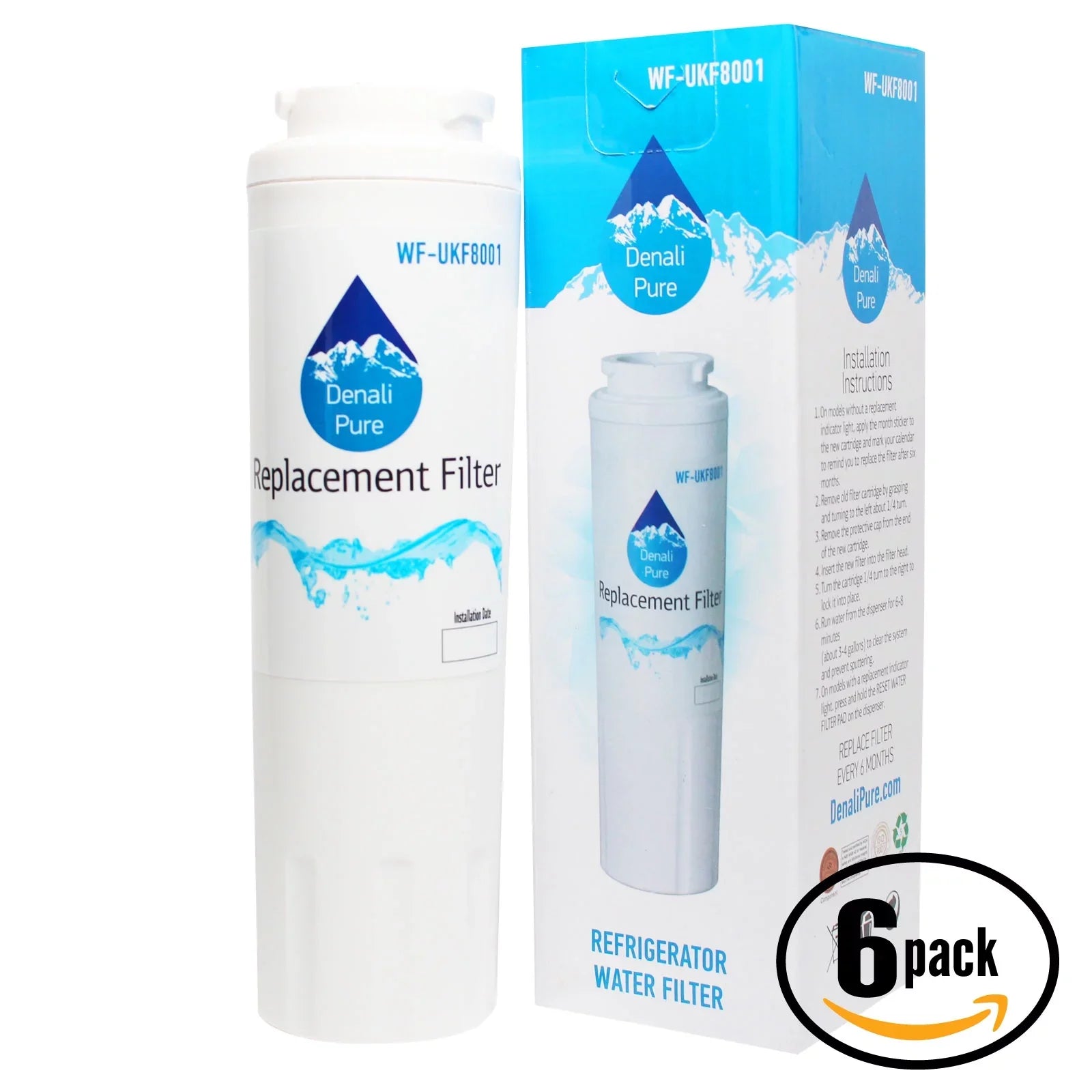 KitchenAid 4396395 Filter Fridge Compatible Refrigerator Filter Water Water KFCS22EVBL5 KitchenAid 6-Pack for with Cartridge - Replacement