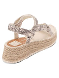 Shoes VITA Detailing Leather Wedge Round 9.5 Platform Mano Strap Womens Beige Stitch Ankle DOLCE Espadrille Toe 1" Snakeskin