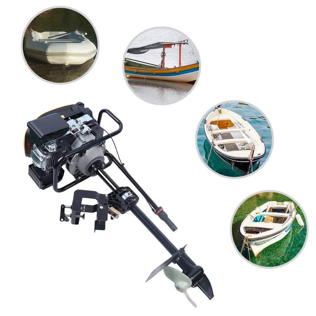 Outboard Boat Outboard Engine,225CC Heavy Air Outboard Stroke Boat 4 YIYIBYUS Duty Cooling Motor 4.3KW Propeller Motor System Engine