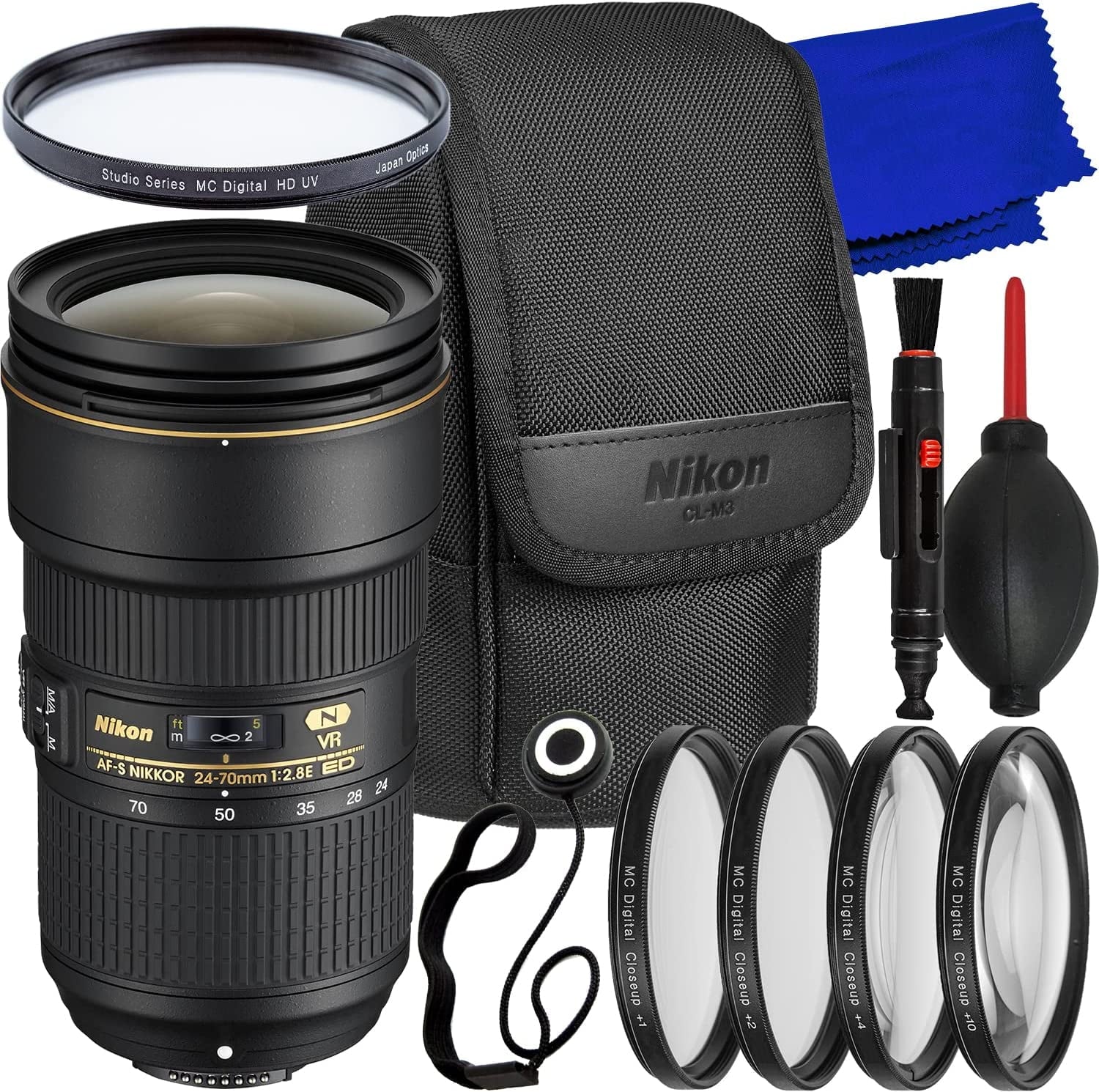 Bundle f/2.8E 7PC 20052 Lens Nikon ED VR NIKKOR Accessory 24-70mm AF-S -