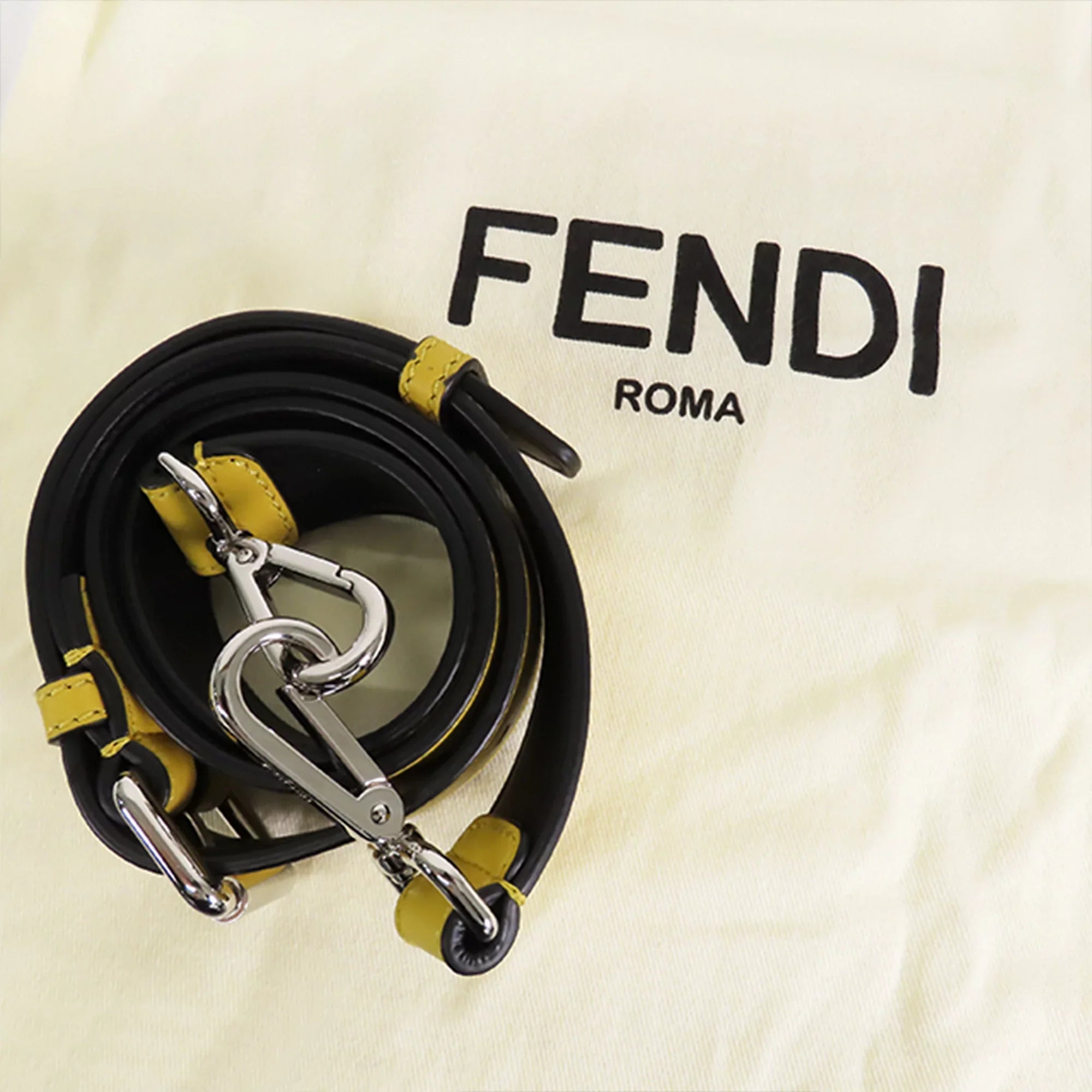 Fabric Baguette Stripes Pre-Owned Fendi Convertible Authenticated (Good) Nylon Unisex Black Satchel