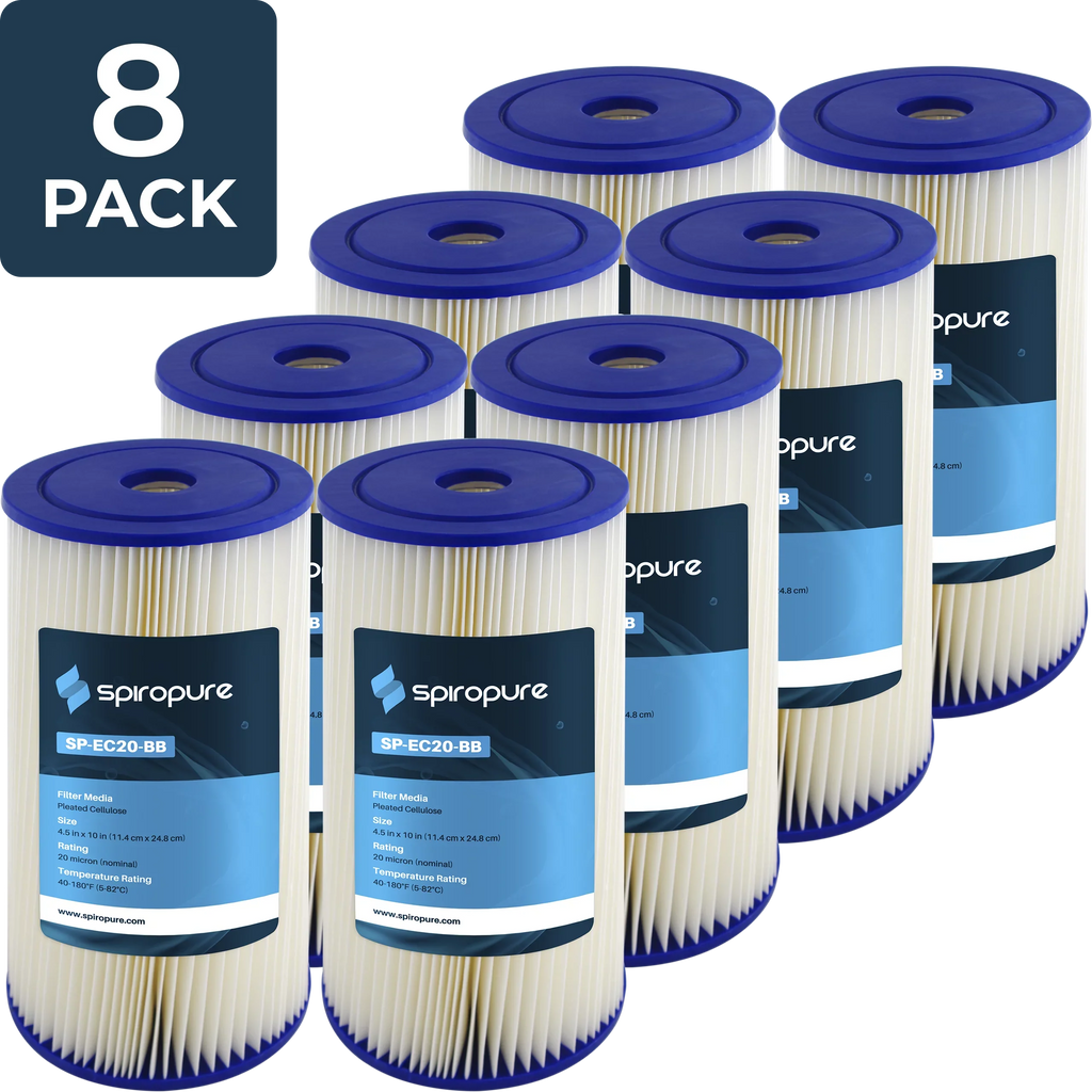 Sediment Pleated ECP20-BB SP-EC20-BB Cellulose 255491-43 10x4.5 Micron 8) (Case of SpiroPure 20 Filter Cartridge Water