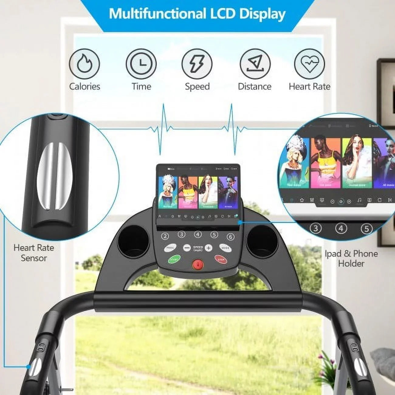 Display Compact Electric Your Up Treadmill LED Routine Level Fitness Folding