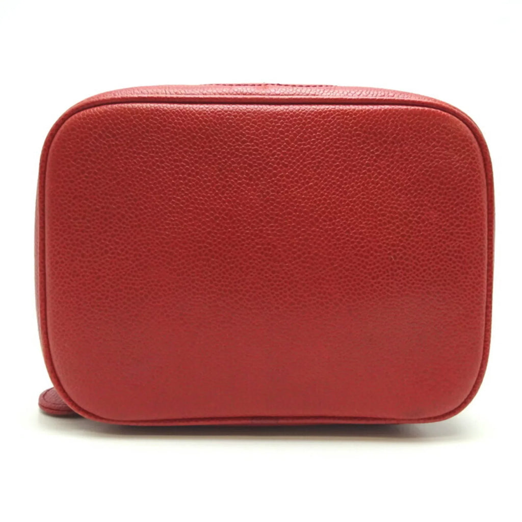 Bag Pre-Owned (Good) Skin Caviar Vanity Red Handbag Chanel Ladies