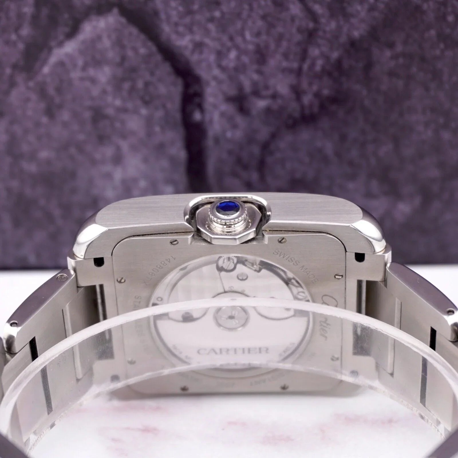 Anglaise Tank Mens 37mm Silver 49mm Cartier Watch by Steel Stainless 3507 Dial