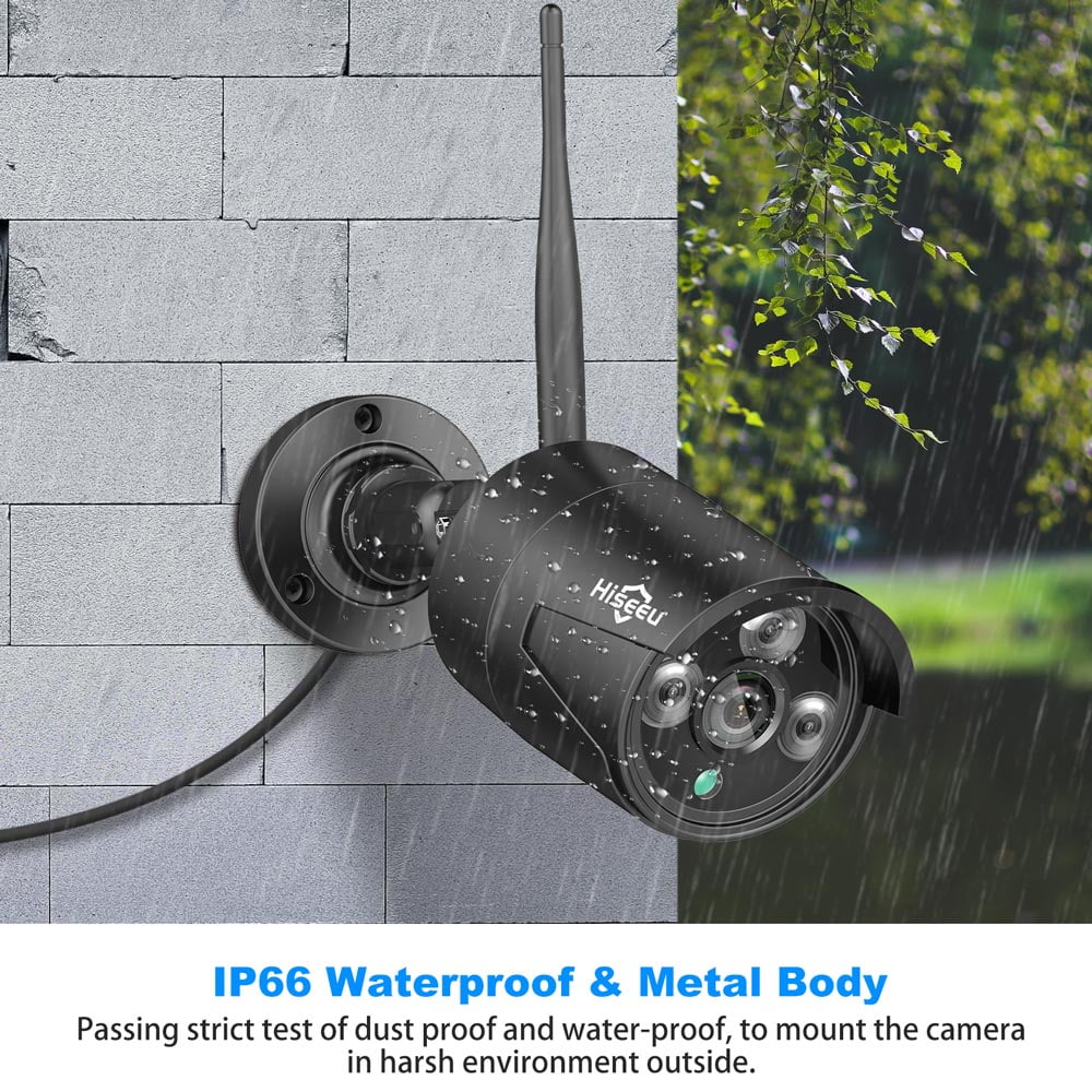 Camera 4Pcs Security Audio (Supports Vision, Home Night NVR, 2.4Ghz Wireless Channel Waterproof, with 1TB Drive, with Security Camera 10.1'' System Only Hard 10 Hiseeu Wi-Fi Recording, Monitor, WiFi)