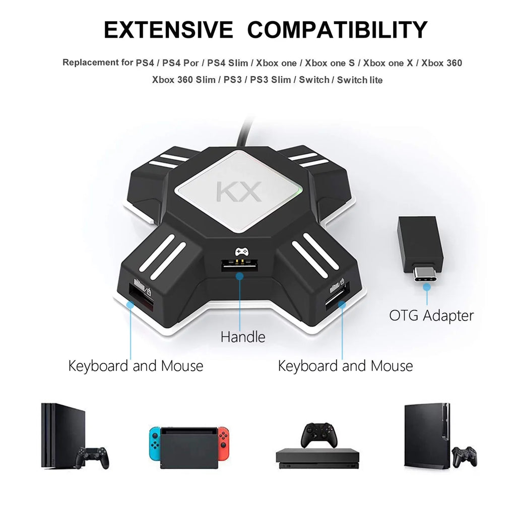 Gamepad Converter Keyboard Adapter Switch/X-box/PS5/P-S-4/PS3 Mouse KX Mouse Replacement Portable Controller Keyboard for Adapter Adapter Abody