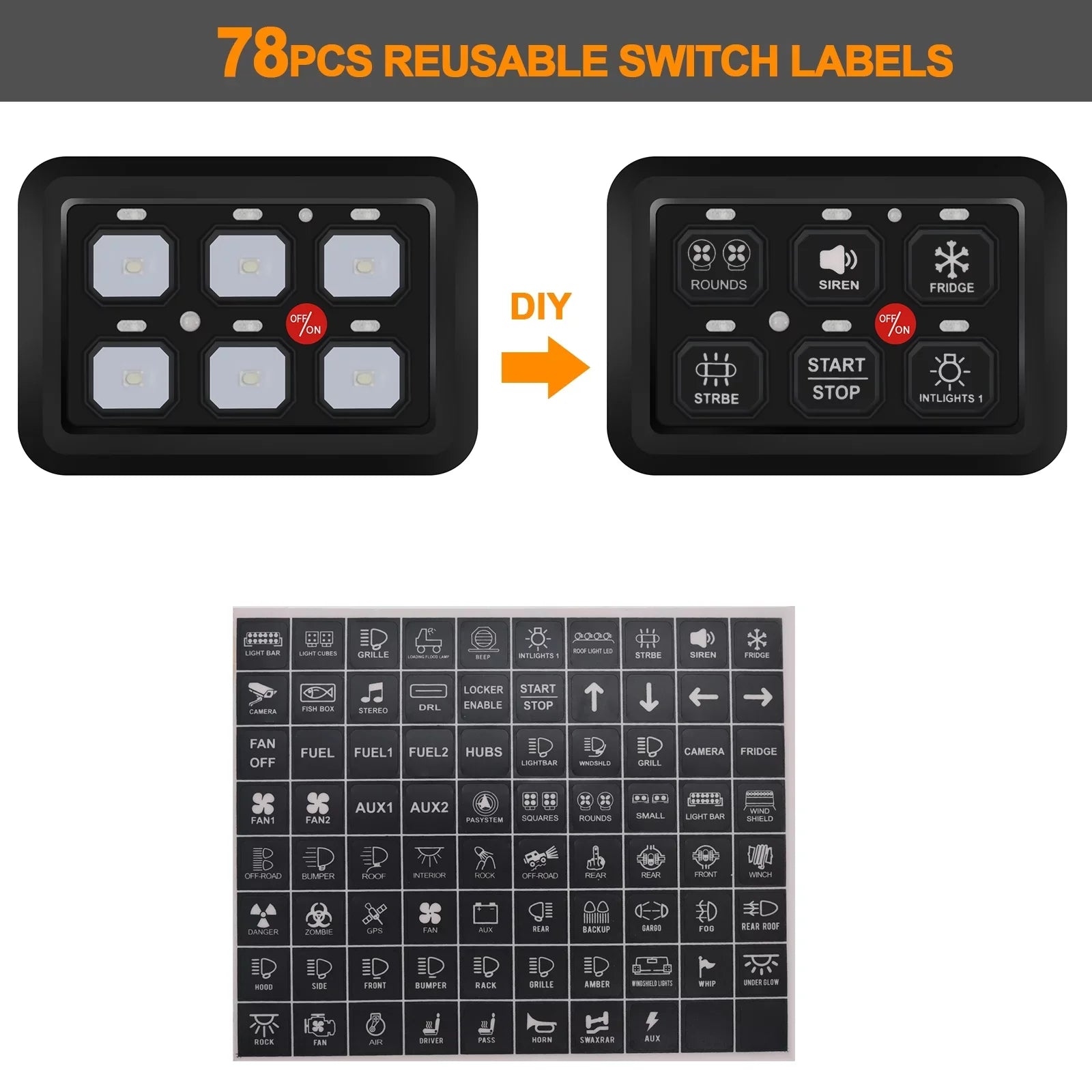 Switch ATV Blue Relay Geloo Circuit for 6 Switch Control Car System Panel Panel Gang Toggle Switch Box Truck UTV Pod LED Offroad Switch Multi-Function