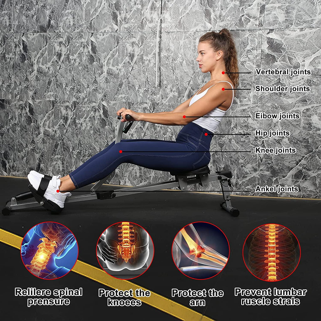 and Digital Monitor of Maximum 260 Load, Black Fitness Rower lbs Machine Rowing YSSOA Ergometer,