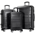 Hardside Black Pcs 3 AEDILYS and 20"/24"/28" Luggage Luggage Set, Lock TSA with Bags,