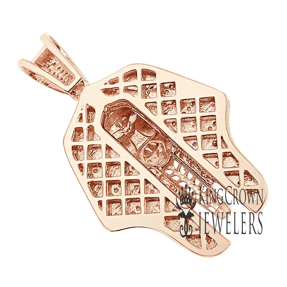 Diamonds 10K Charm Gold Finish Real Pendent King Rose 2'' Egyptian Tut Pharaoh