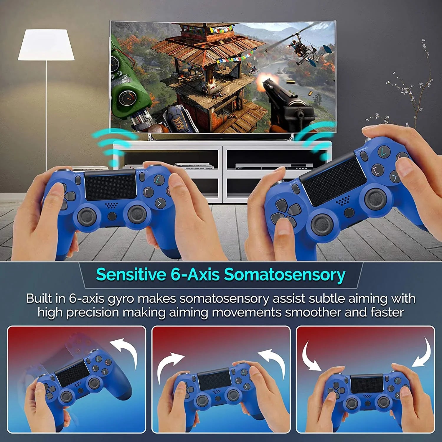 BlueTooth Plus Compatible Wireless (Blue) Samsung Slim 5G A11/A51/A71/5G/71s Galaxy with UW 1;000 Controller Speaker/Gyro/Remote GamePad Battery/Built-In PRO
