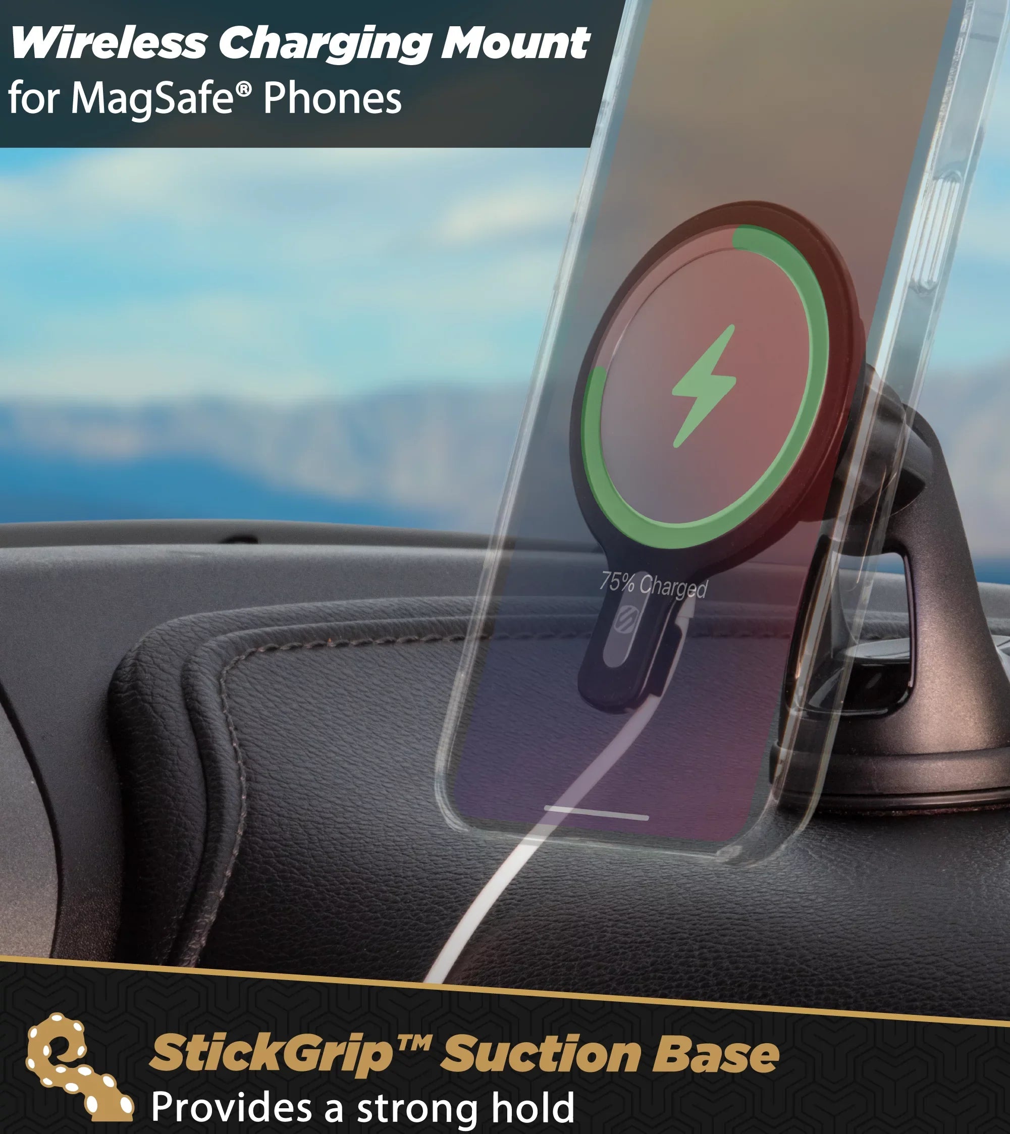 MagicMount MagSafe (MagSafe Charger Phone Is with Included) Mount Car MSHWDPD20-SP MSC Holder Compatible Chargers, NOT Scosche Window/Dash Black Kit