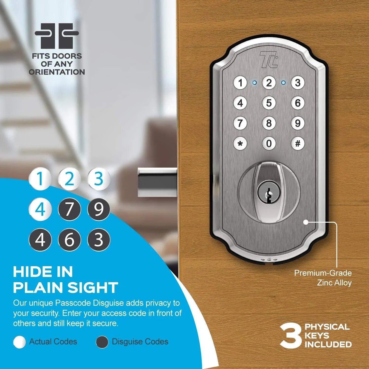 Electronic Mobile for Entry Home Keypad Nickel TL115 Deadbolt TurboLock with Door Smart Door Lock Front Keyless App Brushed