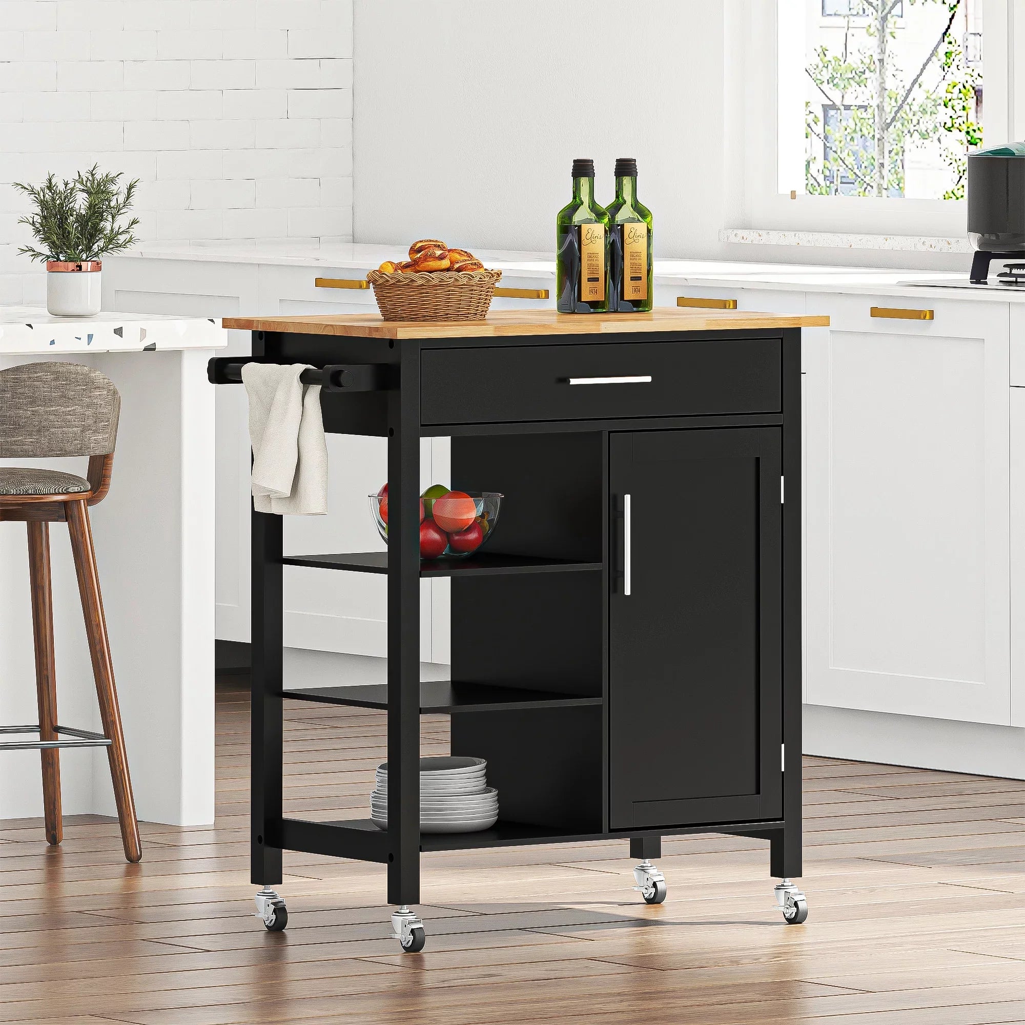 Kitchen SogesPower Hidden Island 36"Height with Cabinet- Multi-Purpose Black
