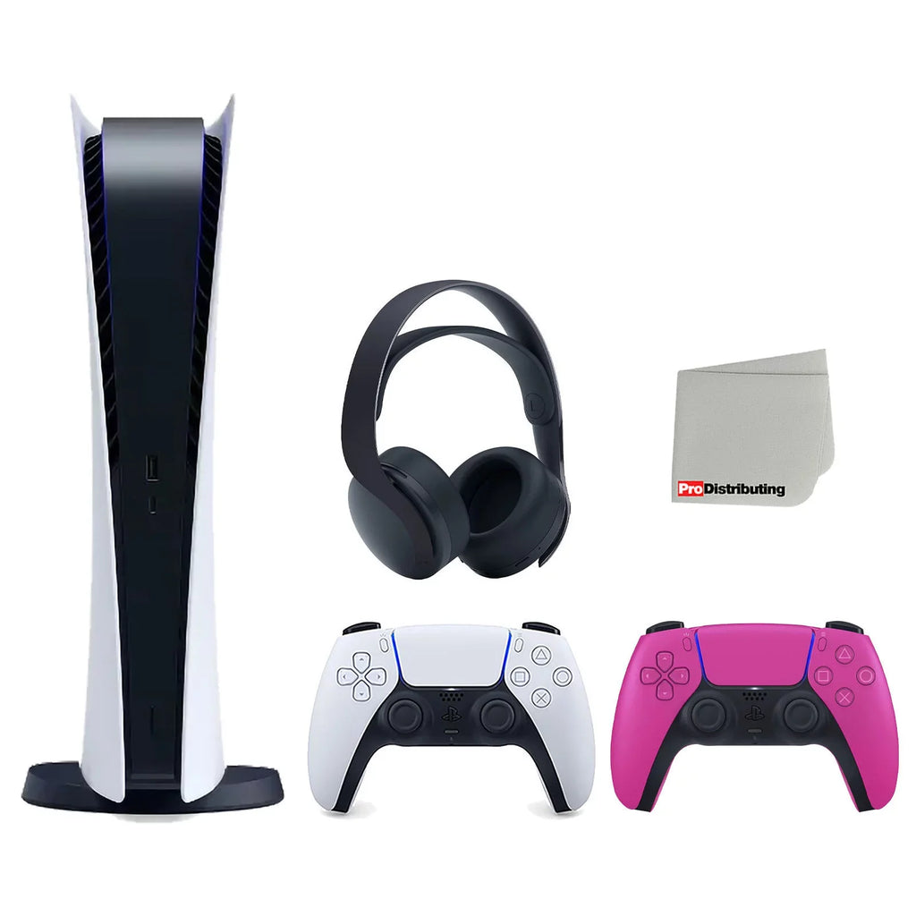 Playstation Pink 5 Digital Console Black Bundle Headset Cleaning Cloth Sony 3D with Extra with Edition PULSE Controller and