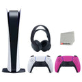 Playstation Pink 5 Digital Console Black Bundle Headset Cleaning Cloth Sony 3D with Extra with Edition PULSE Controller and