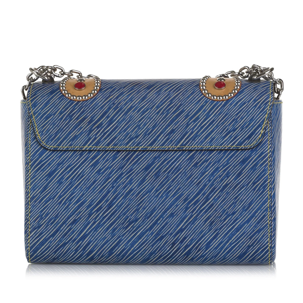 MM Louis Authenticated Leather (Good) Twist Bag Crossbody Pre-Owned Vuitton Unisex Epi Studded Blue