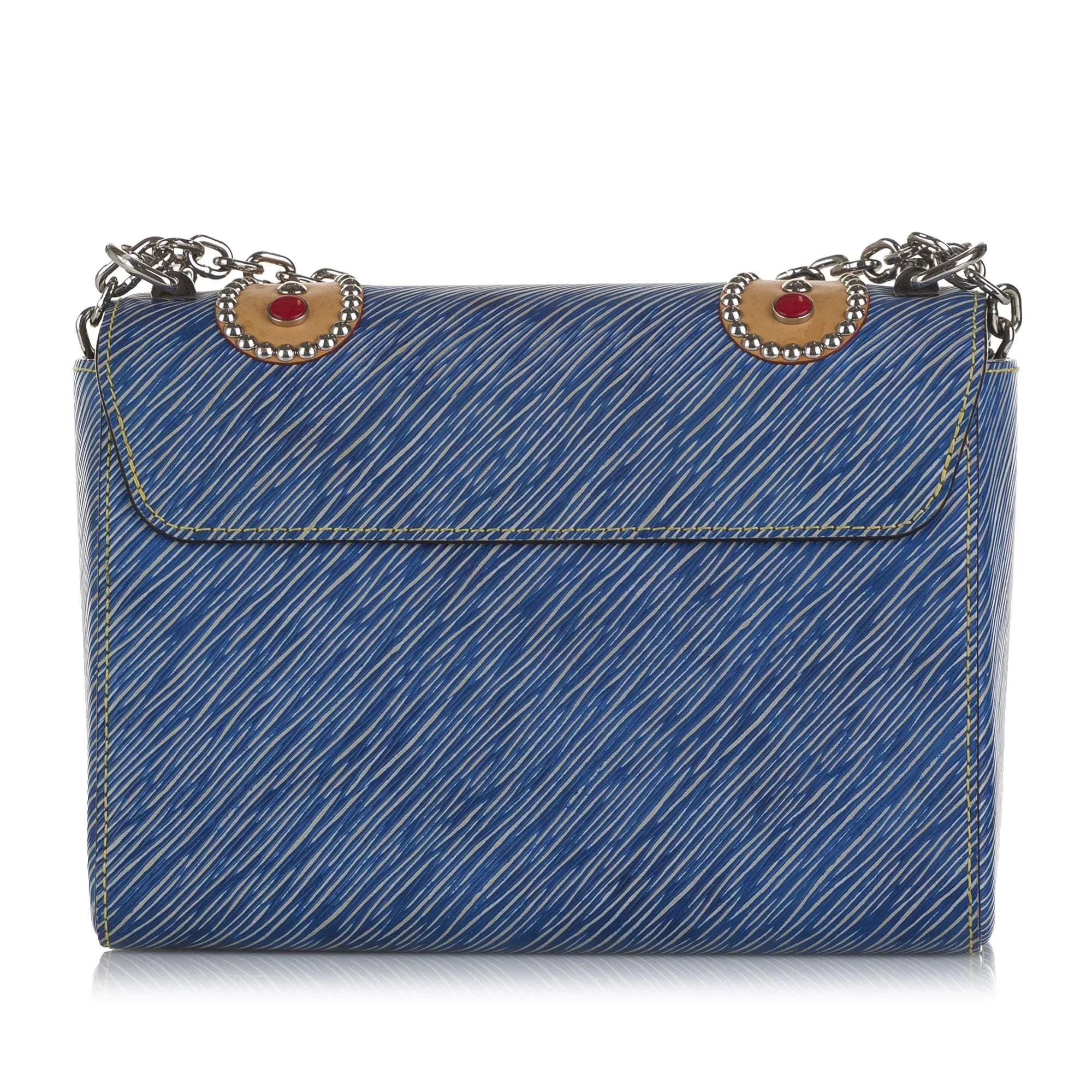 MM Louis Authenticated Leather (Good) Twist Bag Crossbody Pre-Owned Vuitton Unisex Epi Studded Blue