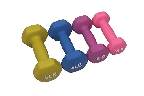 Colorful POWERT Hand Weights in Neoprene Pair HEX Dumbbell |Coated